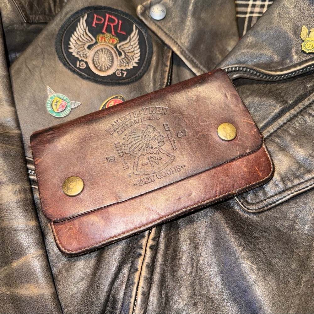 Polo Ralph Lauren leather Indian biker wallet.  EUC and rare.  Motorcycle moto